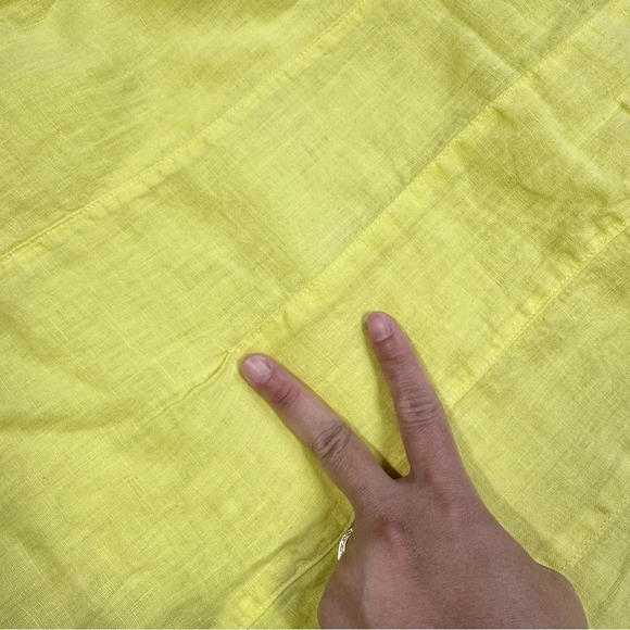 Sahara 100% Pure Linen Sleeveless Midi Dress Pintuck Beachy in Yellow Size M - Picture 15 of 15